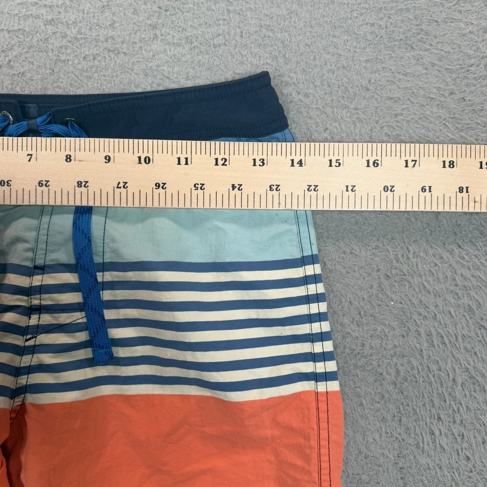 Patagonia Boys Costa Rica Baggies Board Shorts Blue Orange Striped Size 12